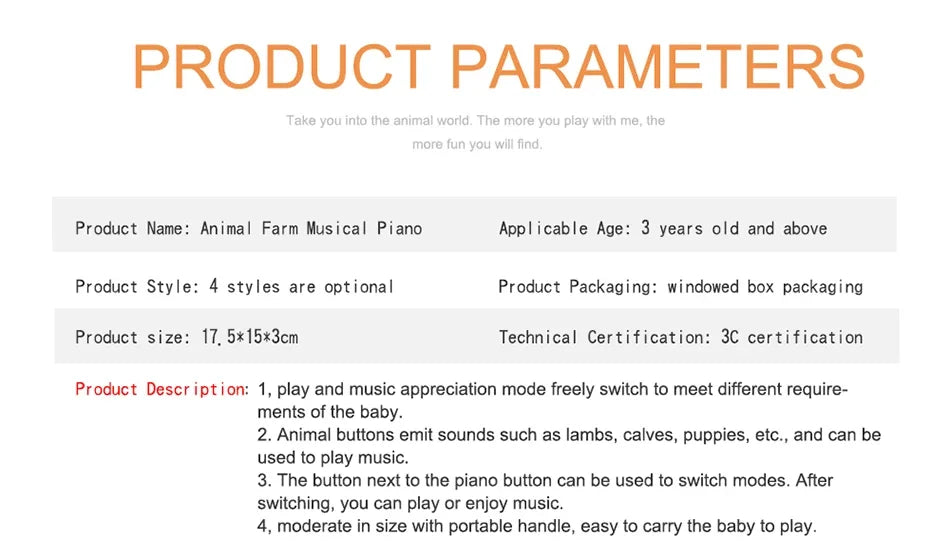 Melody Magic: Baby Animal Piano Toy